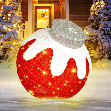 2 Pcs Lighted Outdoor Christmas Ornaments, 160 LEDs, Red and Green