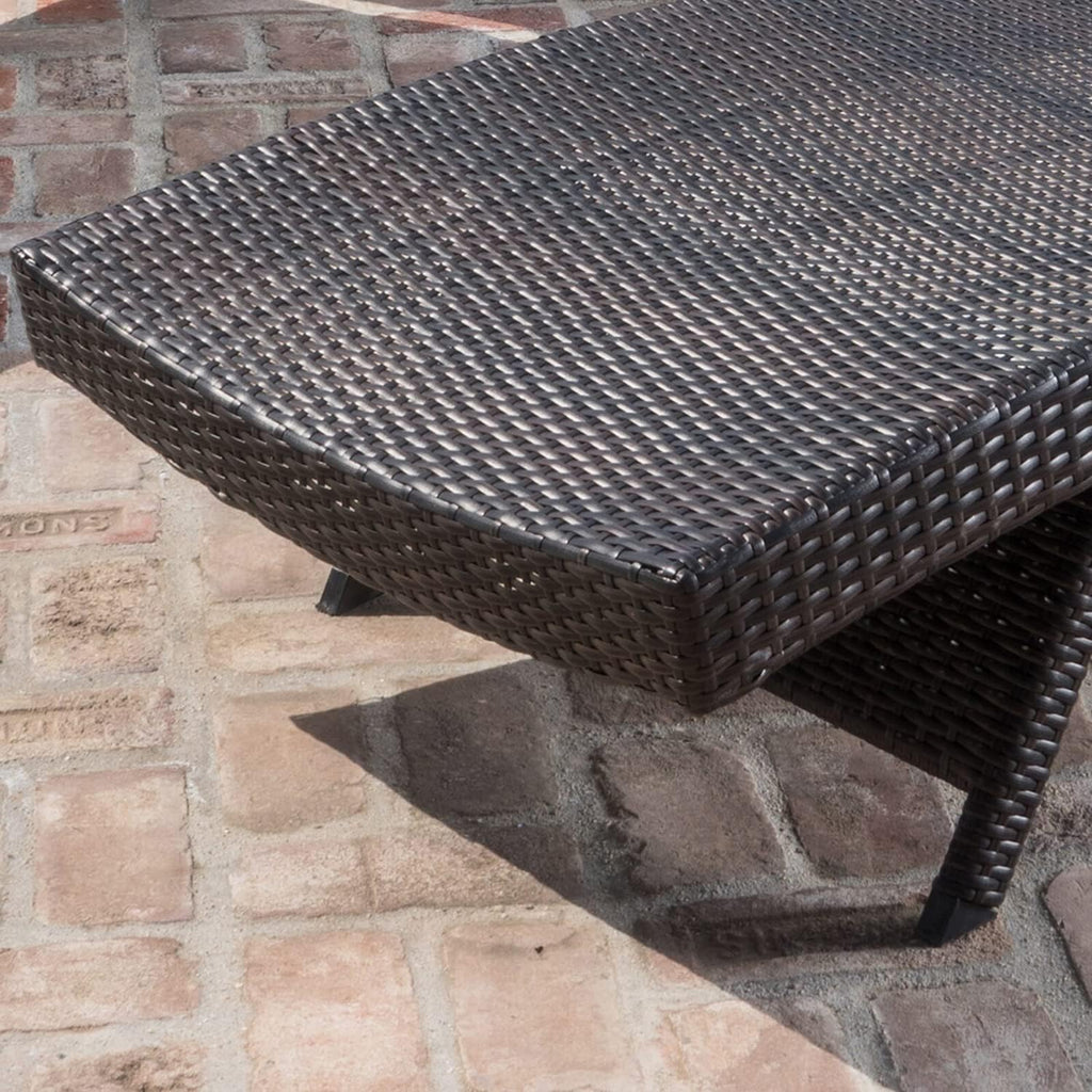 Folding Patio Chaise Lounge (Set of 1 Chair), Foldable Long Reclining Patio Seating Chairs, Outdoor Wicker Lounge