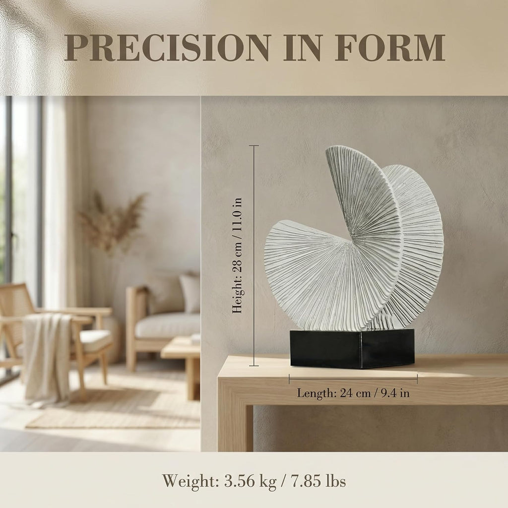 Minimalist Gray Sculpture Home Decor, Nature Inspired Decorative Statue with Black Base - Contemporary Desk Art Decor