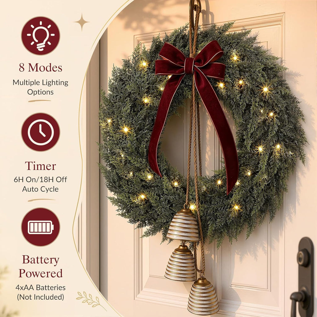 18FT Pre-Lit Cedar Christmas Garland with Lights, Real Touch Mantel Decor