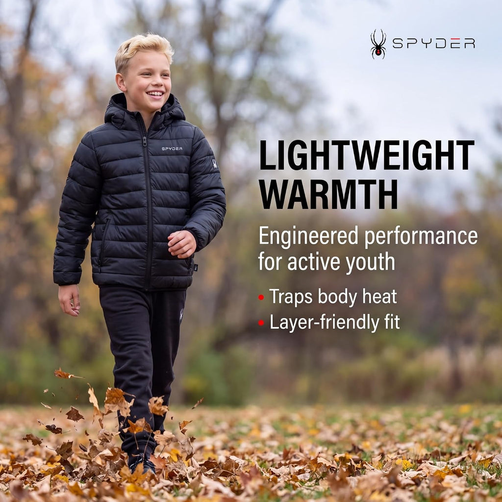 Boys Puffer Jacket - Packable Lightweight Hooded Winter Coat