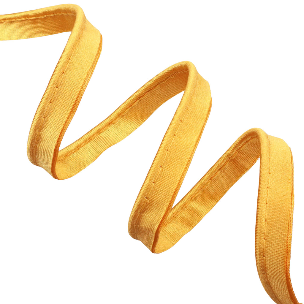 Golden Piping Trim with Cord, 0.5inch Shiny Satin Bias Tape for Sewing - Professional Edge Trim for Pillows - 5 Yards