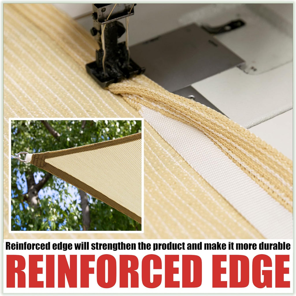 14' x 20' Beige Rectangle Sun Shade Sail Canopy Outdoor Patio Fabric Screen Awning RTAPR1420 - UPF50+ 95% UV