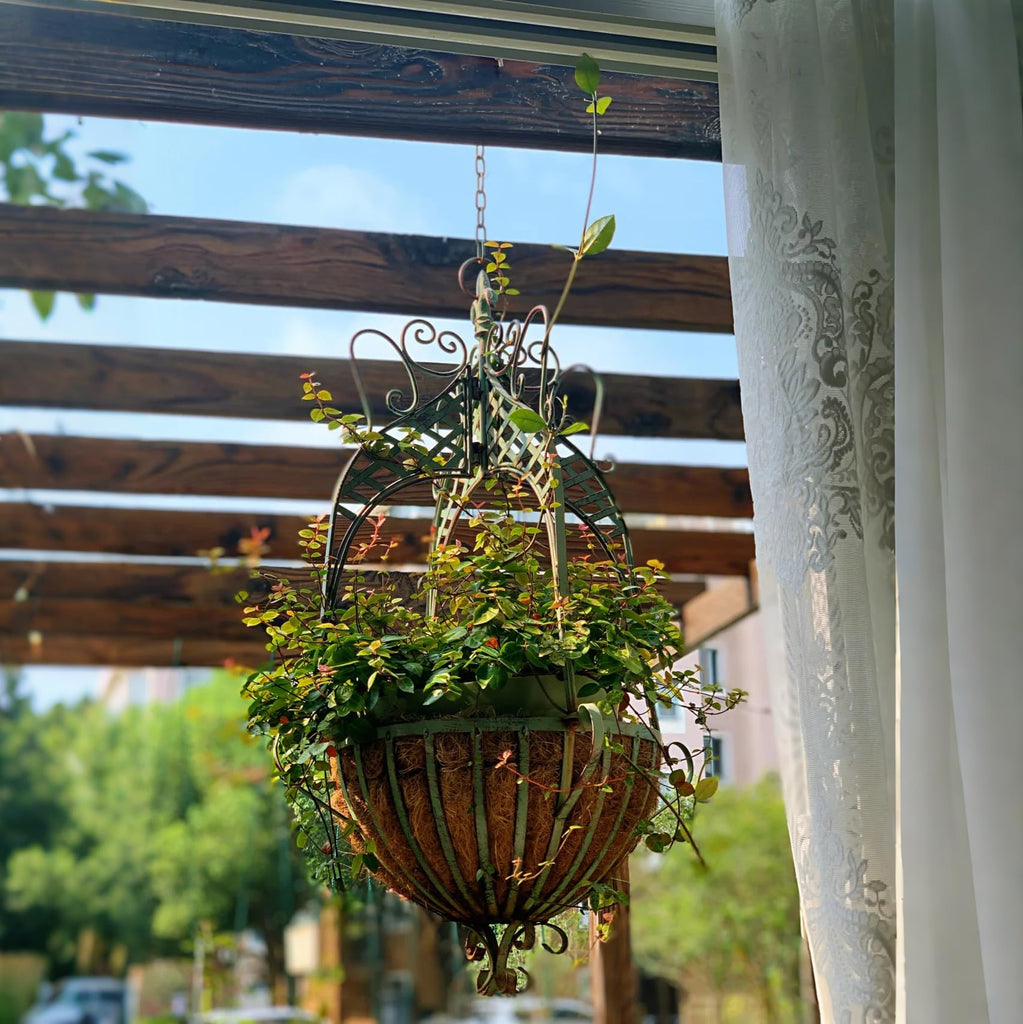Large Hanging Planter for Outdoor Indoor Plants, 12.6-Inch Rustic Metal Hanging Basket for Farmhouse