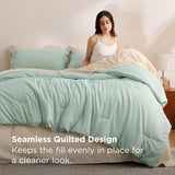 Full Comforter Set - 7 Pieces Sage Green Full Bedding Set for All Seasons