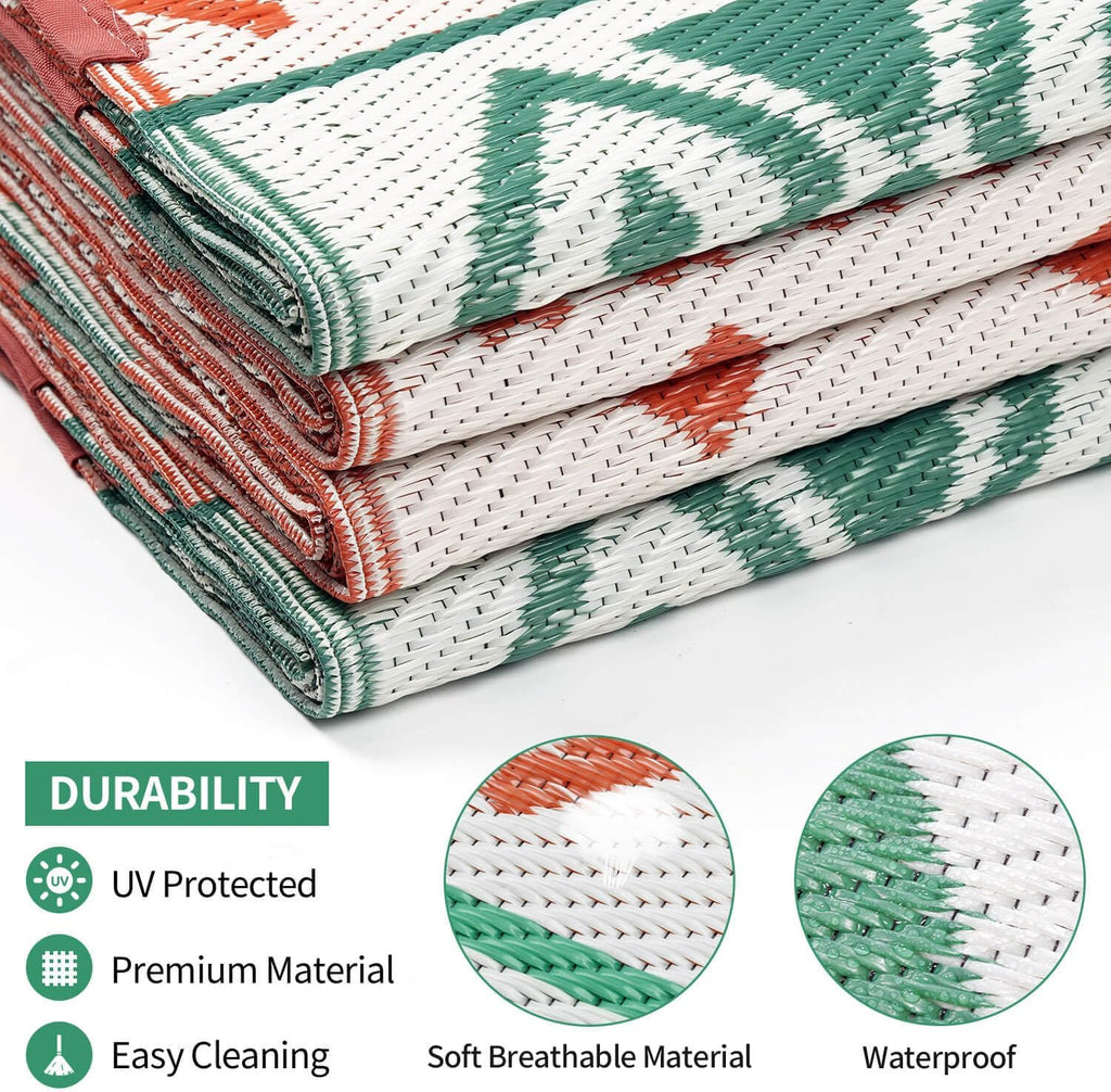 Waterproof Reversible Patio Rug, Plastic Straw Mat for RV Camping