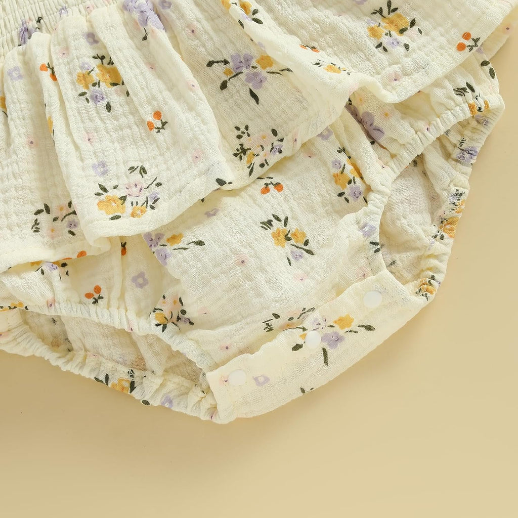 Baby Girl Clothes Summer Dress Cotton Linen Romper Sleeveless Smocked Rompers Sun Dress Hat Skirt Boho Outfits