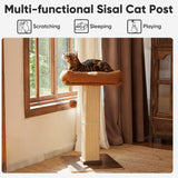 Cat Scratching Post, Retro-Style Tall Scratch Posts with Perch for Infoor Cats Adults