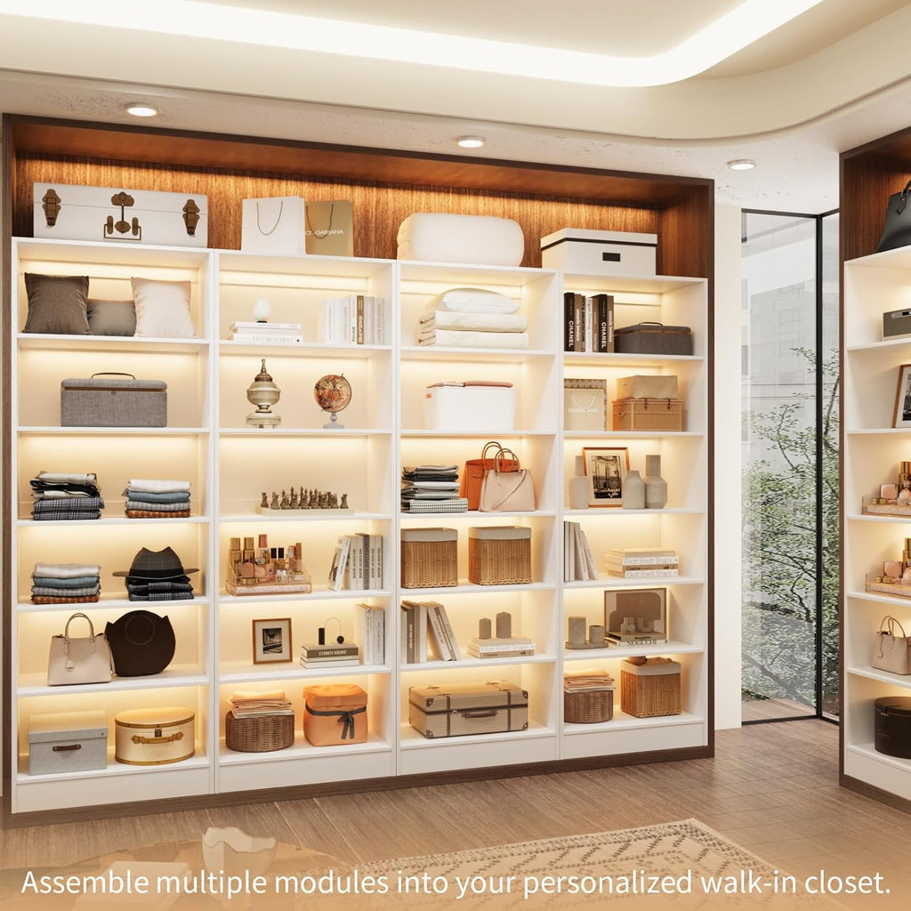 50'' Closet Organizer System with 10 Adjustable Shelves | Modular Closet Open Shelving 15" Deep Wooden Closet Systems