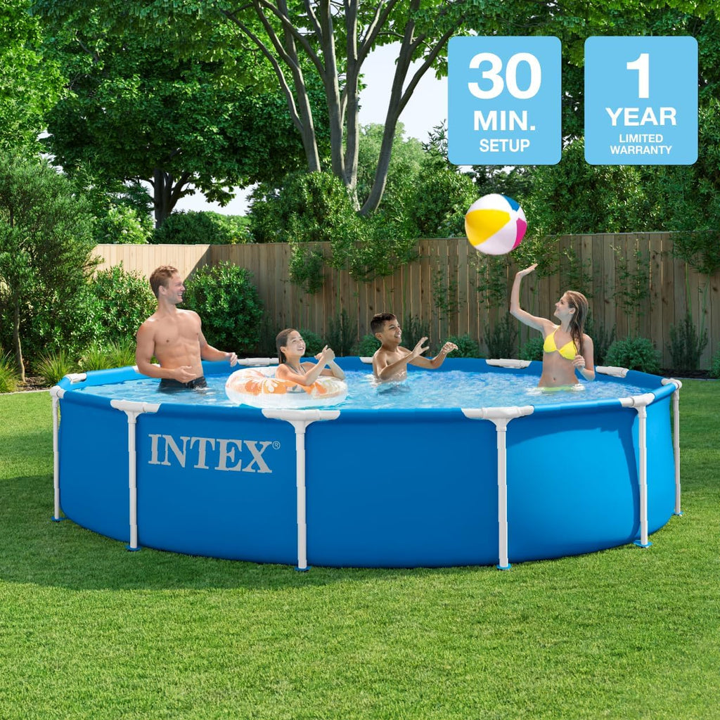 28210EP Metal Frame 12 ft x 30 in Above Ground Pool, Round Swimming Pool with Steel Frame, Pump Not Included