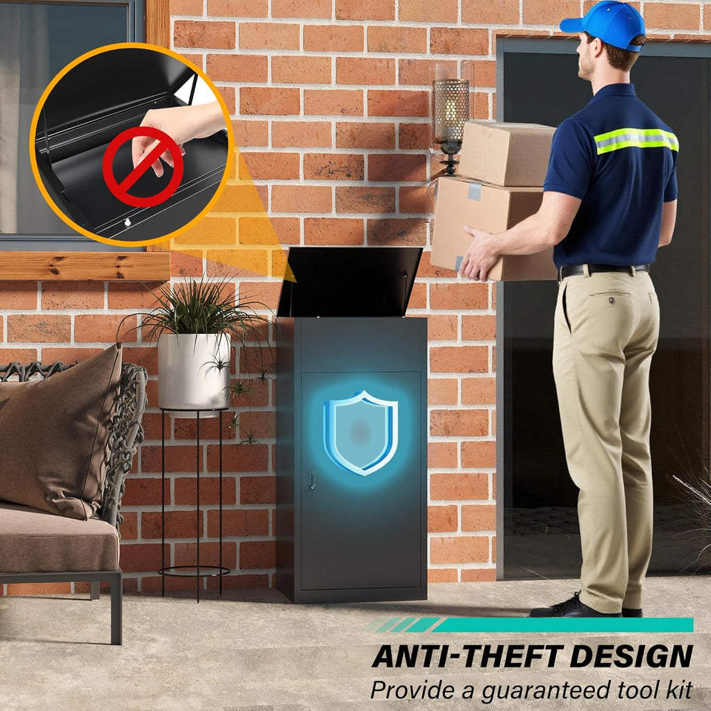 Large Package Delivery Box with Combination Lock,Parcel Drop Boxes Secure Storage, Anti-Theft Steel Parcel Box