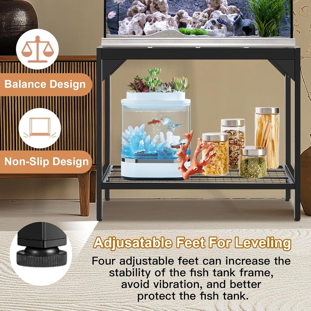 40 Gallon Fish Tank Stand - Aquarium Stand with Power Outlets, 37.7" x 19.2" x 58.66", Heavy-Duty Metal Tank Stand