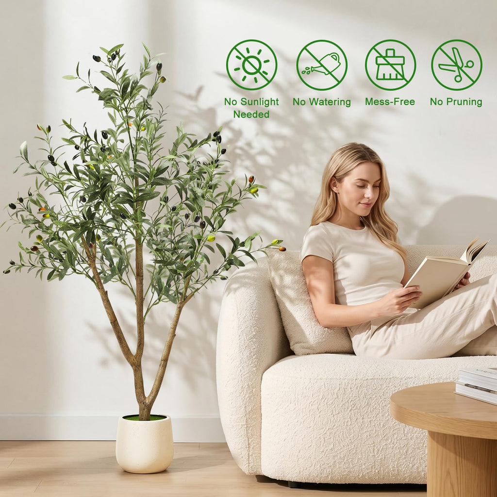 5FT Olive Trees Artificial Indoor with Lights, Realistic Faux Olive Plant