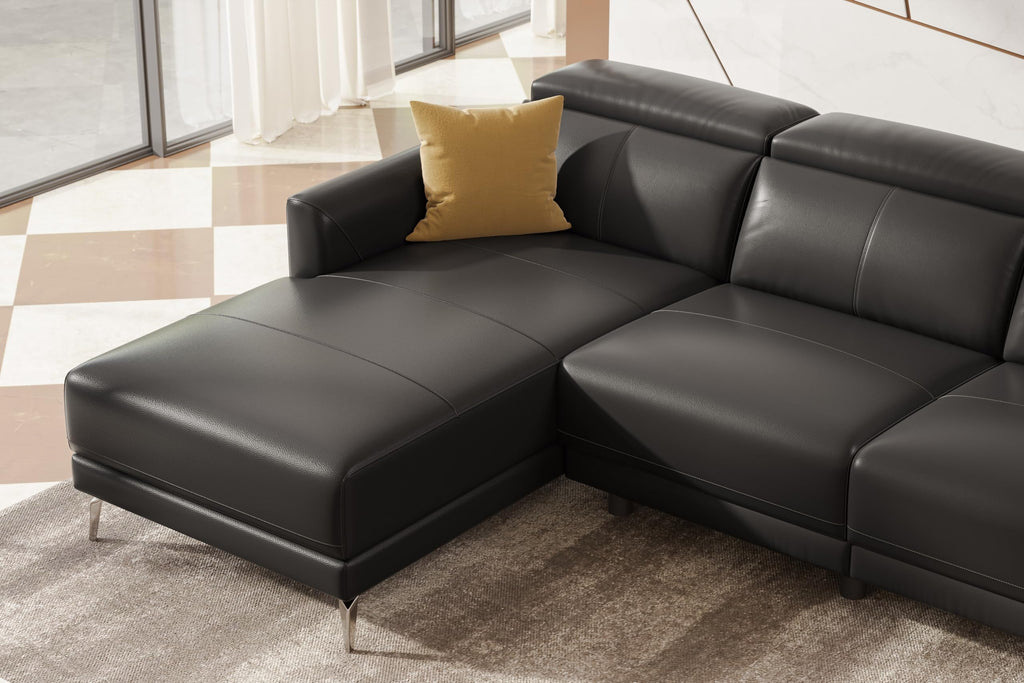 Andria 99.5" Reclining Leather Sectional Sofa, 3 Seater Reclining Couch with Left Hand Chaise | Italian Nappa 11000