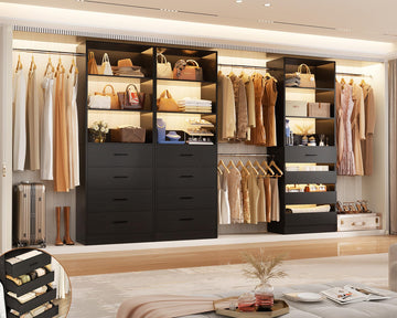 Closet System with 12 Drawers, 8.5-11.5Ft Closet Organizer System