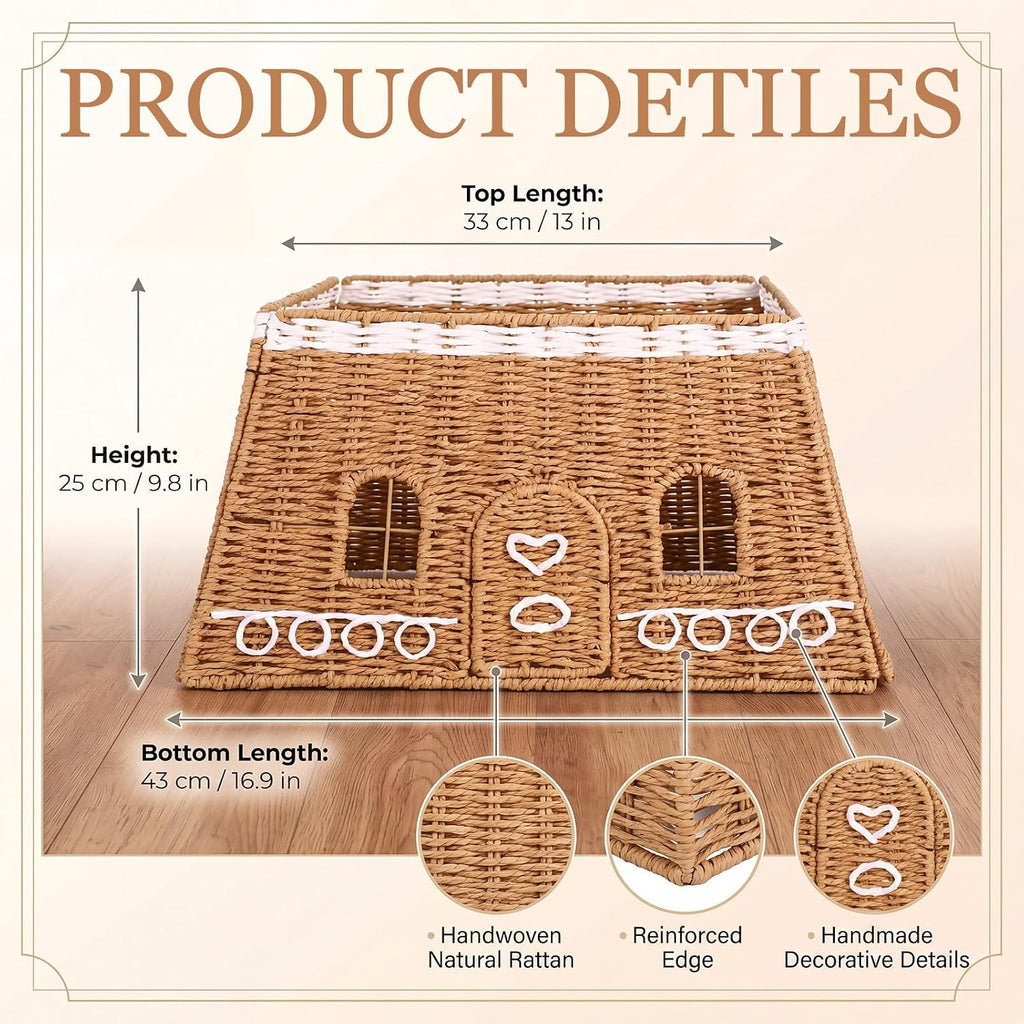 Christmas Gingerbread House Tree Collar, 17 in, Rattan, Brown