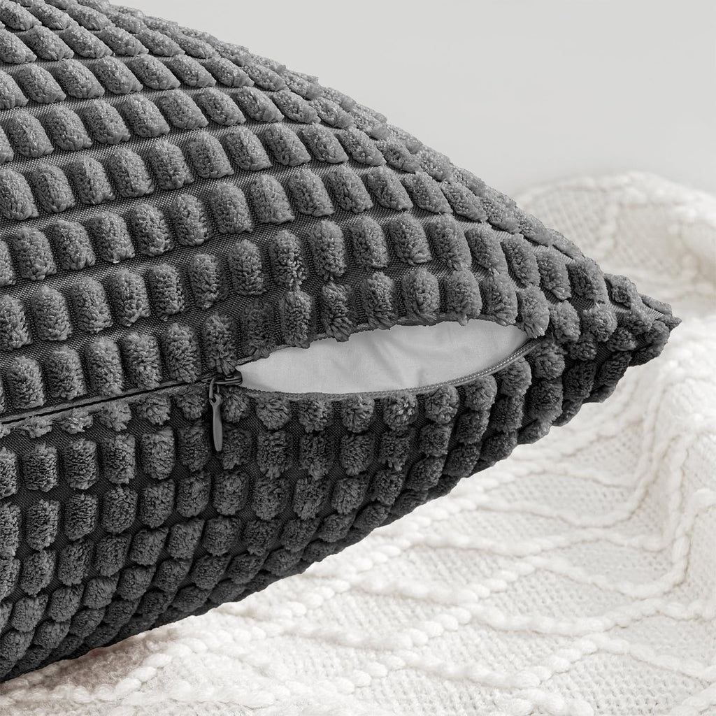 Black and White Couch Pillow Covers 45x45 cm Set of 4, Mid Century Modern White Neutral Corduroy Corn Throw