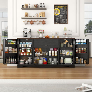 65" Sideboard Buffet Cabinet with Storage, Farmhouse Kitchen Pantries Sideboard Cabinets with Drawer, Wood Coffee Bar