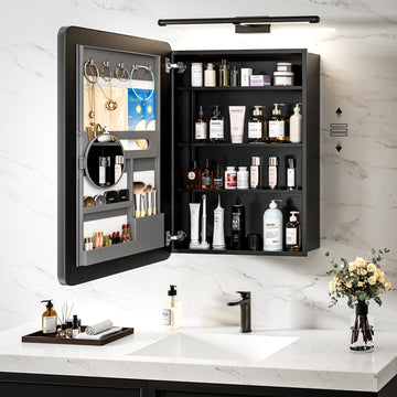 20x26 Black Medicine Cabinet Mirror, Recessed or Surface Mount