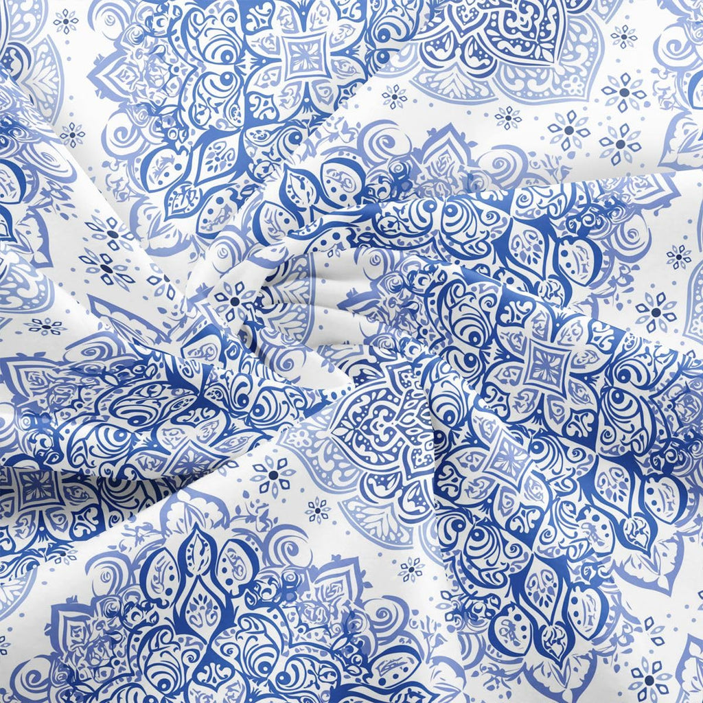 Bohemian Mandala Lotus Fabric by The Yard Vintage Irregular Geometric Decorative Fabric Soft Polyester No Stretch and