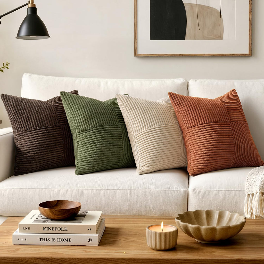 Olive Green Decorative Euro Sham Pillow Covers 24x24 Inch for Bed Couch Sofa Spring Decor Pack of 2 Boho Farmhouse