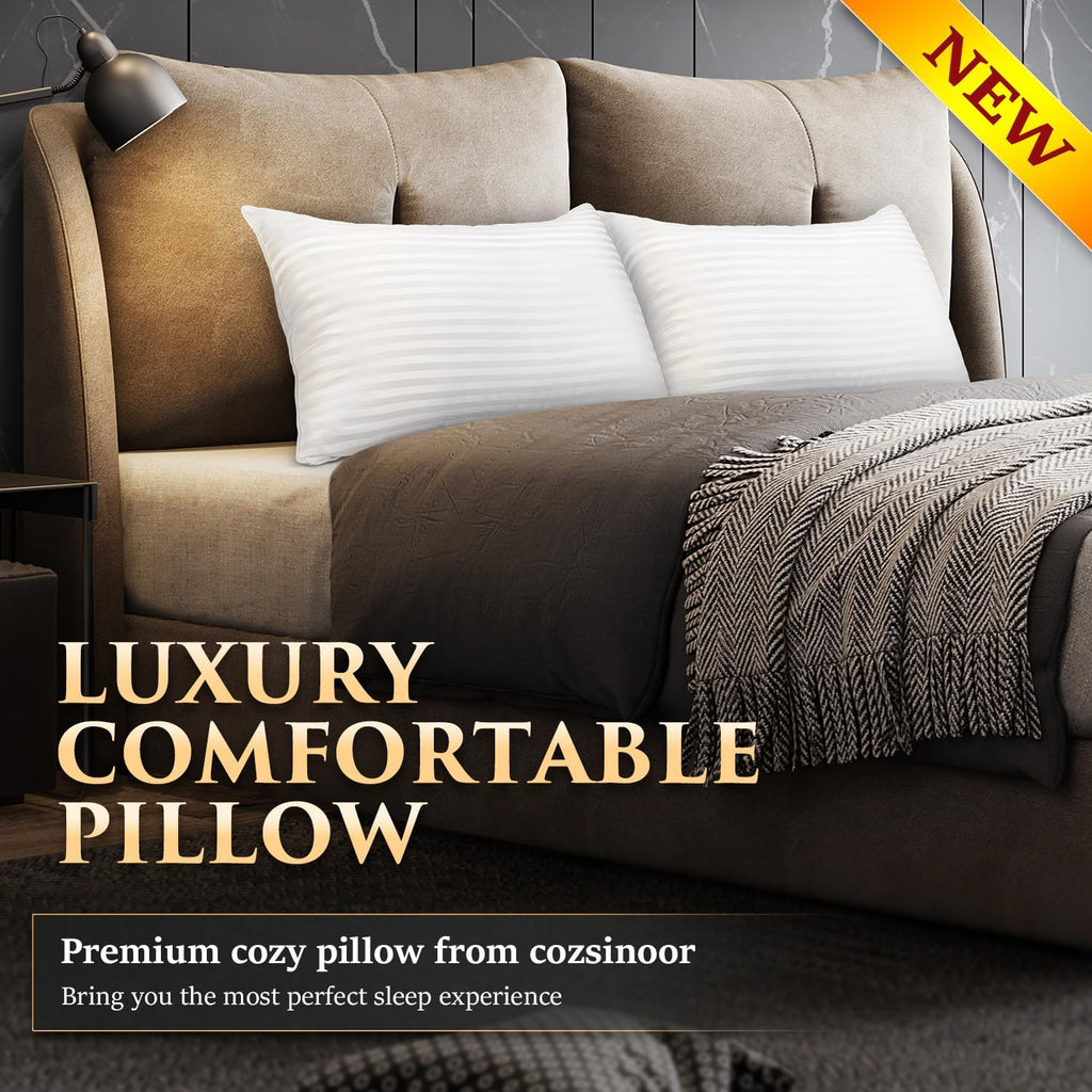 Bed Pillows for Sleeping Queen Size - Hotel Quality Set of 2 - Breathable Cooling Down Alternative Microfiber Filled