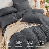 Full Comforter Sets Seersucker 7 Pieces, All Season Luxury Bed in a Bag, Bedding Set with Comforters, Sheets