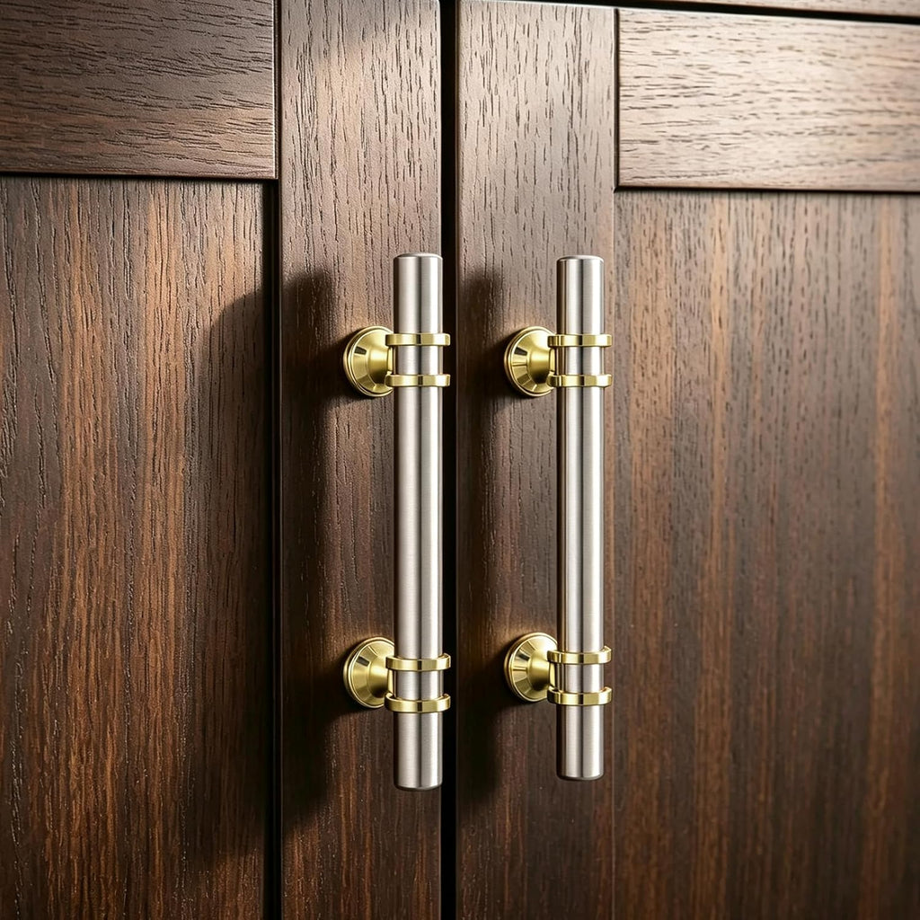 10 Pack Brushed Nickel Cabinet Pulls Kitchen Cabinet Handles, 3inch Cabinet Pullls Brushed Nickel&Gold Kitchen Pulls