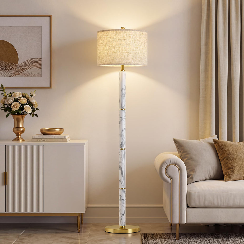 Floor Lamps, 63" Modern White Marble Pattern Standing Lamp