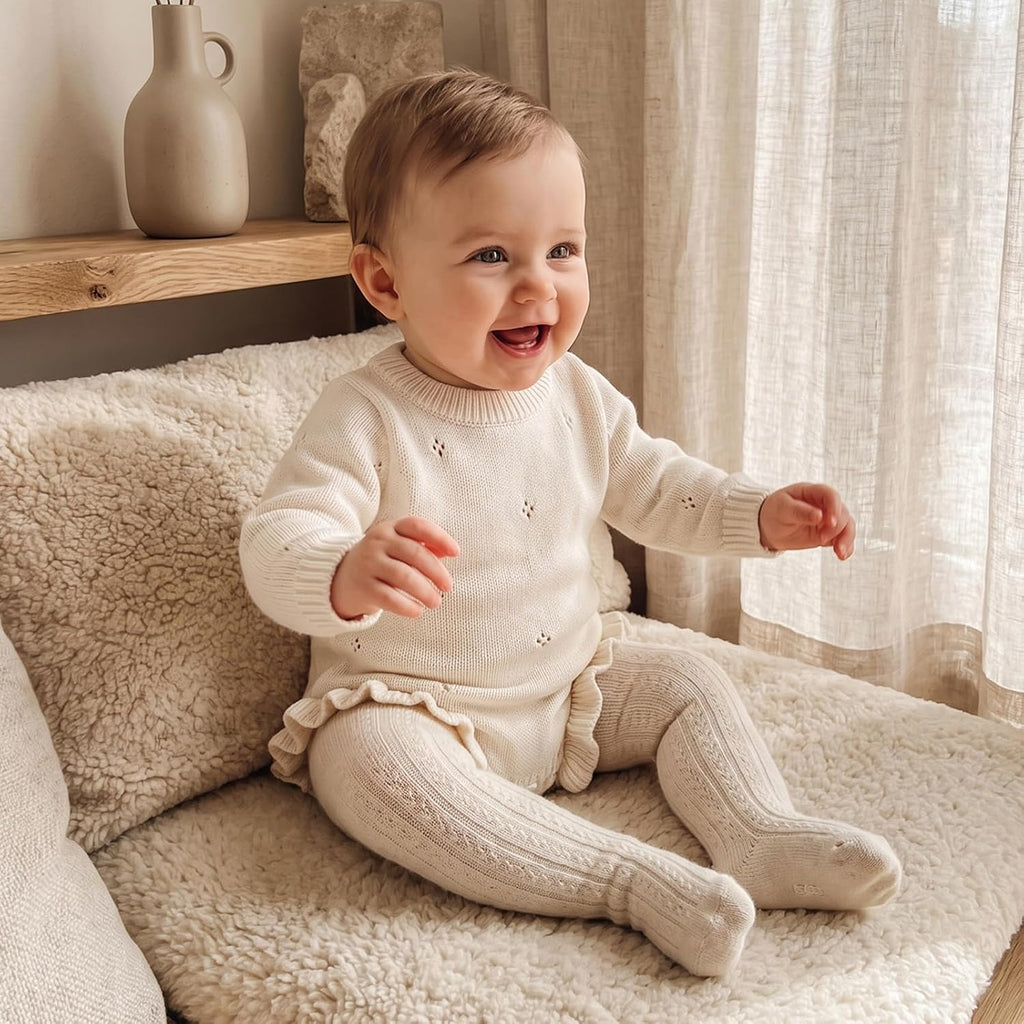 Newborn Baby Girl Coming Home Outfit Ruffle Knit Sweater Romper
