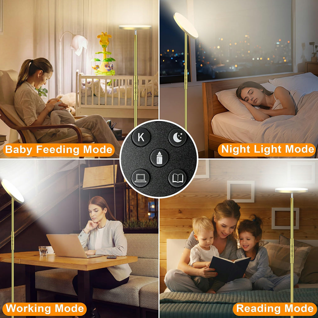 Floor Lamp, 36W Standing LED Lamp with Remote & Touch Control, Modern Torchiere Floor Lamp with