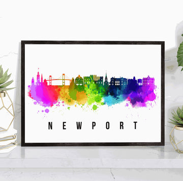 Newport Skyline Rhode Island Poster, Rhode Island Cityscape Painting, Newport Rhode Island Poster, Cityscape and