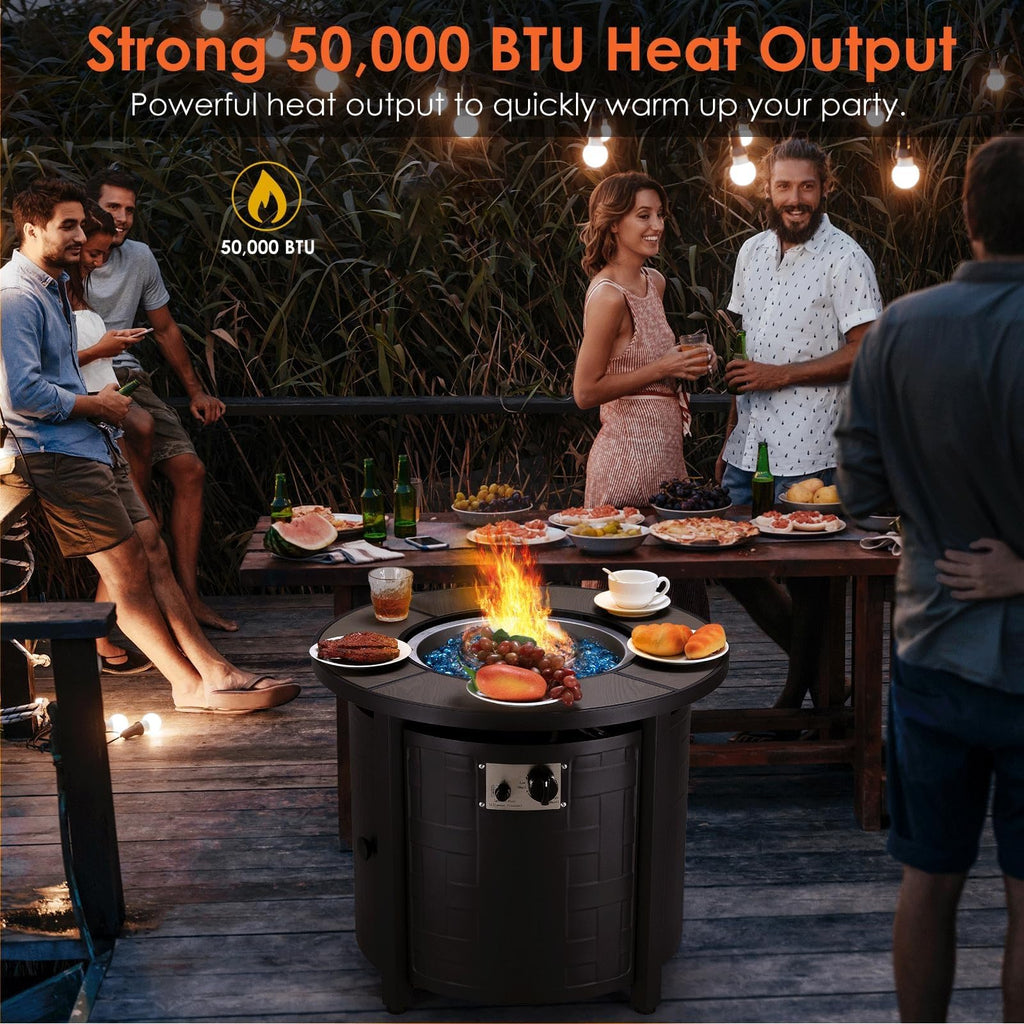 30-Inch Round Propane Fire Pit Table, 50, 000 BTU