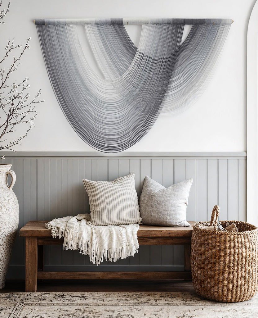 Large Macrame Wall Hanging, 59x39 Inch Boho Wall Hanging, Macrame Wall Art Hand-dyed Ombre Design Living Room