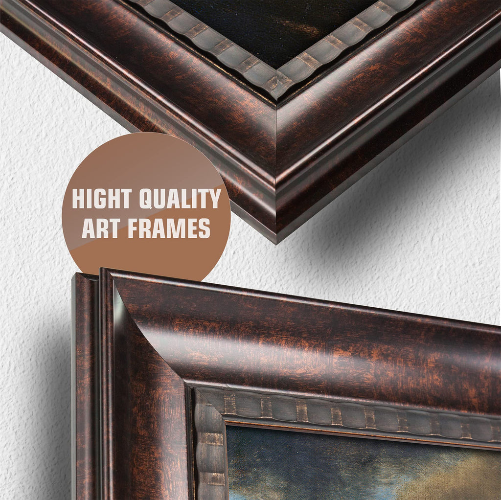 Christ in The Storm On The Sea of Galilee by Rembrandt van Rijn Dark Brown Faux Wood Grain Framed Size:35.5 x 29.5