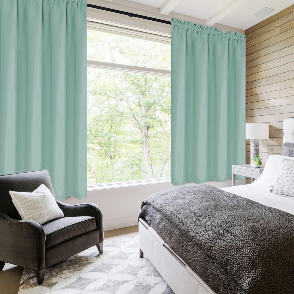 Blackout Curtains Thermal Insulated, Energy Saving & Noise Reducing Bedroom Curtains, Sage Green, W 42x L 72 Inch