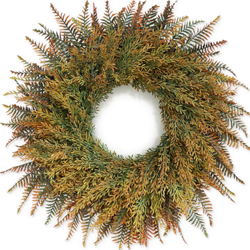 26" Large Artificial Fern Leaves Fall Wreath for Front Door (Orange-Green)