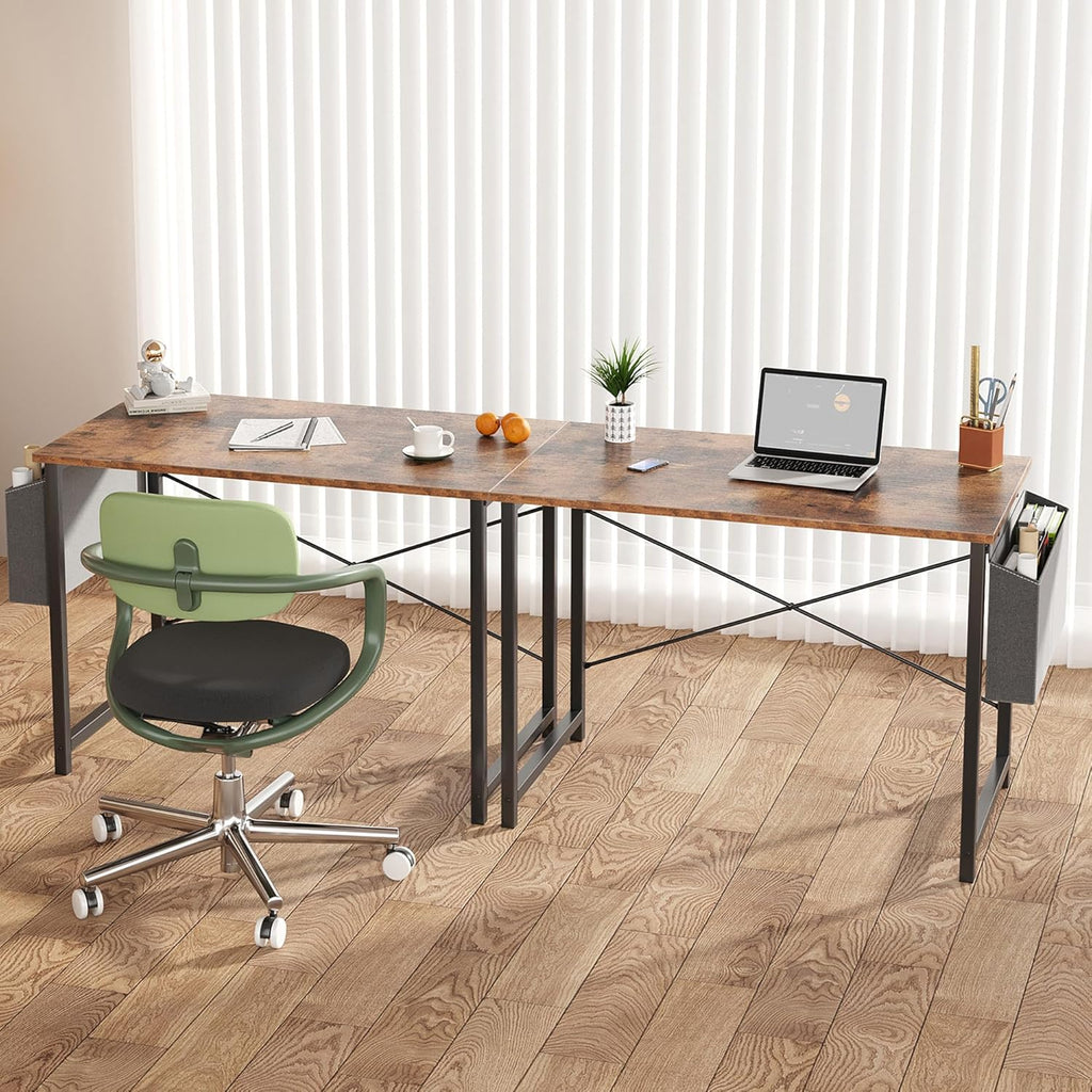 Computer Desk 31 Inch Home Office Desks for Small Spaces, Gaming Writing Study Work Table with Storage Bag, Rustic Brown