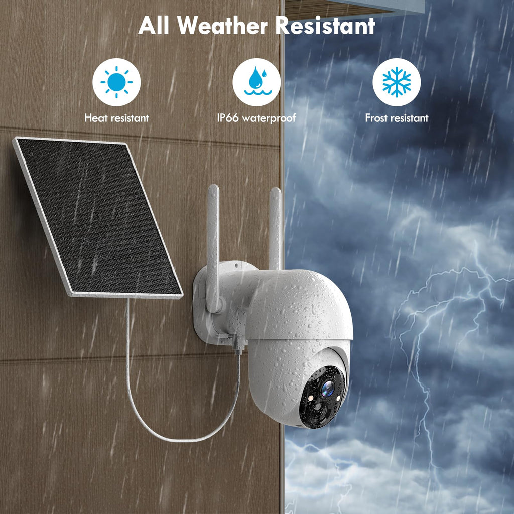 2-Pack Solar Security Camera Wireless Outdoor, 2K, Color Night Vision, Two-Way Talk, Dual Spotlights, Cloud/SD