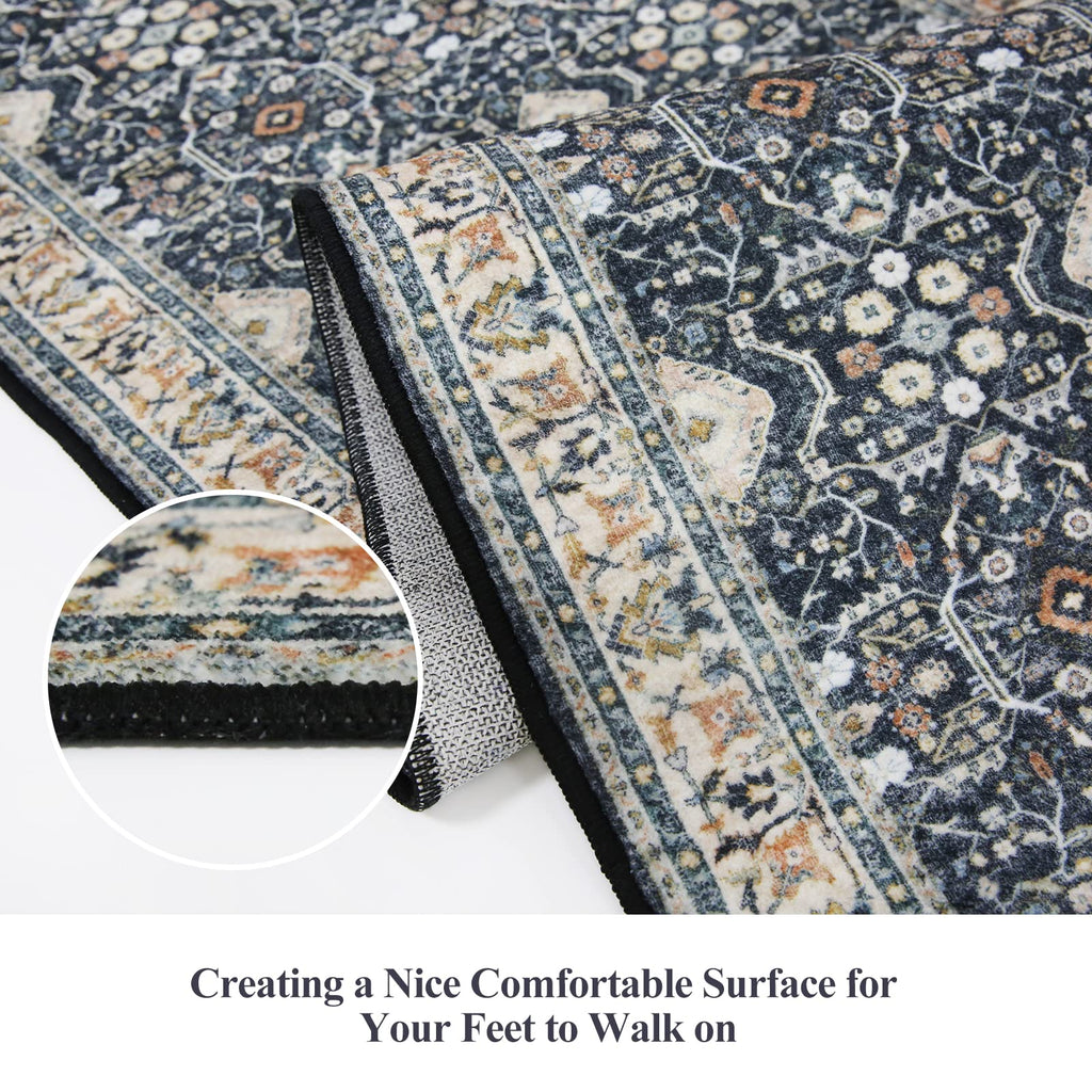 3x12 Washable Hallway Runner Rug: Oriental Long Ultra Soft Runners Kitchen Thin Stain Resistant Low Pile 12ft Carpet
