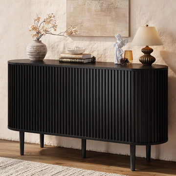 55" Buffet Sideboard Cabinet with 2 Door/Adjustable Shelf, Black