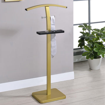 Henry Men's Suit Valet Stand - Freestanding Clothes Valet Rack with Jacket Hanger, Pants Bar, Tie Holder & Storage