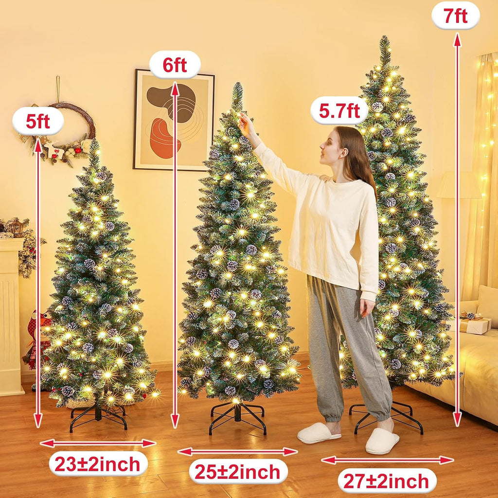 Pre-Lit Pencil Christmas Tree: 210 Warm White Light