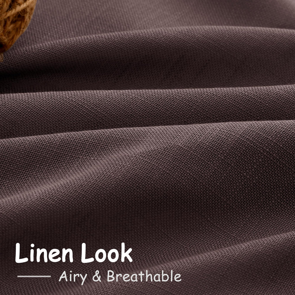 Coffee Brown Extra Long Linen Curtains 120 Inch Set Rod Pocket Back Tab Light Filtering Semi Sheer Drapes Privacy
