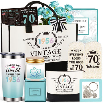70th Birthday Gifts for Women, Vintage 1956 Happy 70th Birthday Gifts Basket for Women Unique Gift Ideas for 70 Year