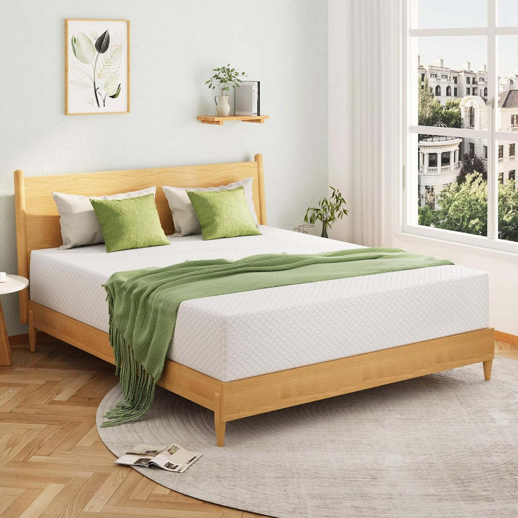 10 Inch Queen Mattress, Memory Foam Mattress in a Box with Cooling Green Tea Gel, Relieve Pressure with Medium Firm