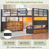Full Low Loft Bed with Desk,Full Bed Frame with 9 Storage Drawers
