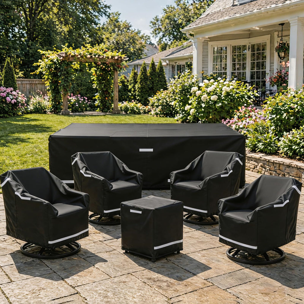 Rectangular Outdoor Furniture Covers Waterproof, 108.5" x 82.5" x 28" Heavy Duty Patio Furniture Covers, 100%