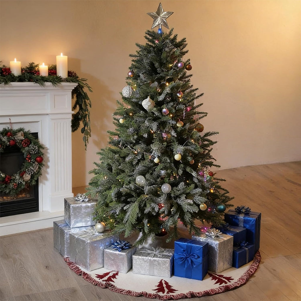 Christmas Tree Skirt, Christmas Decorations, 48 Inch Knitting Retro Xmas Tree Skirt Décor Skirt for 6/7 ft Trees