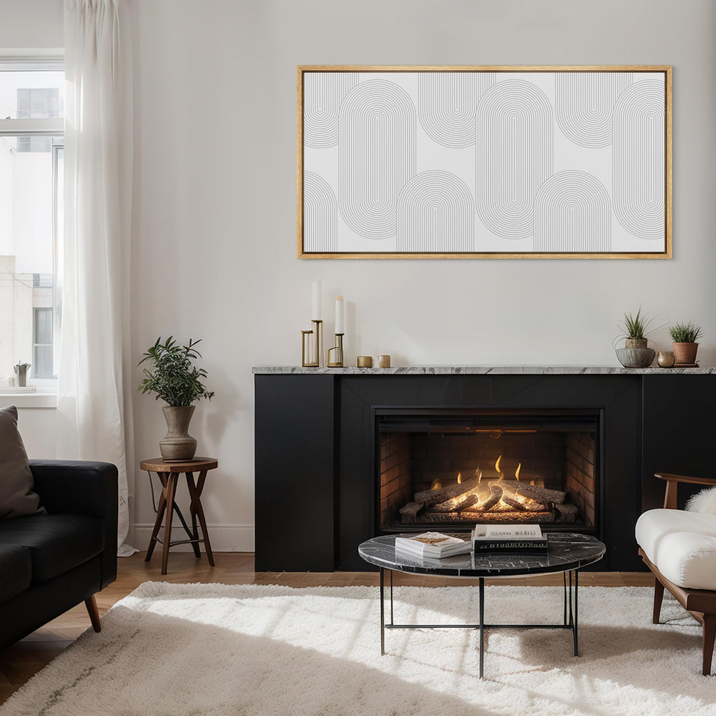 Extra Large Framed Canvas Print Wall Art Abstract Monochrome Minimalist Geometric Patterns Antique Retro Ready to